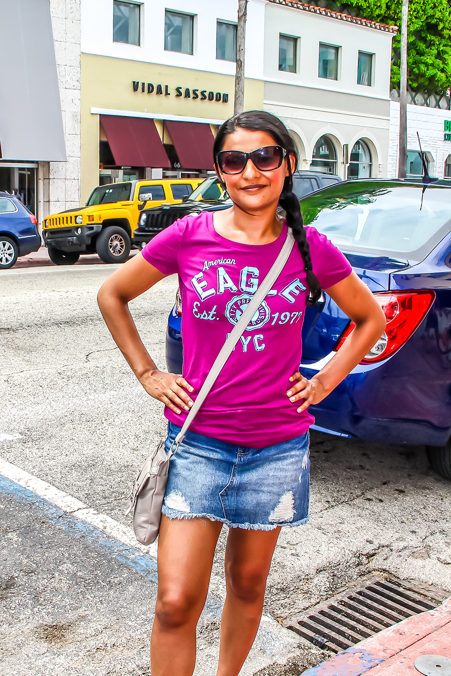Florida Road Trip adventure - I pose on the sidewalk in Miami