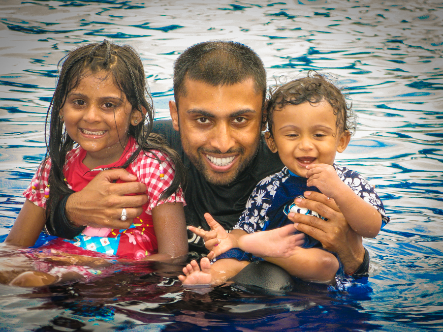 Sukh With The Kids In The Pool