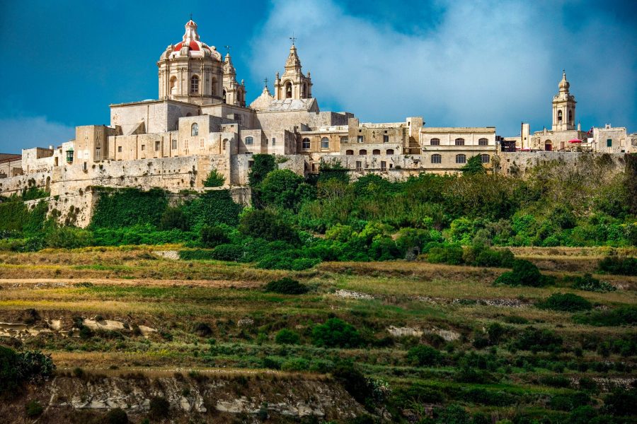 St Pauls Cathedral in the medieval walled hilltop City of Mdina