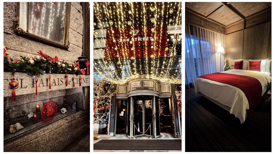 Exterior and bedroom of Palais de Chine Hotel