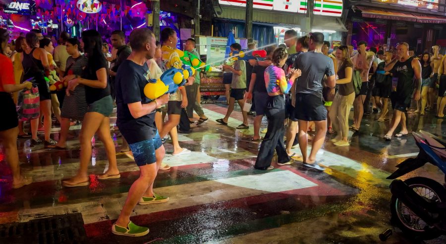 Sukh spraying a water gun in Phuket