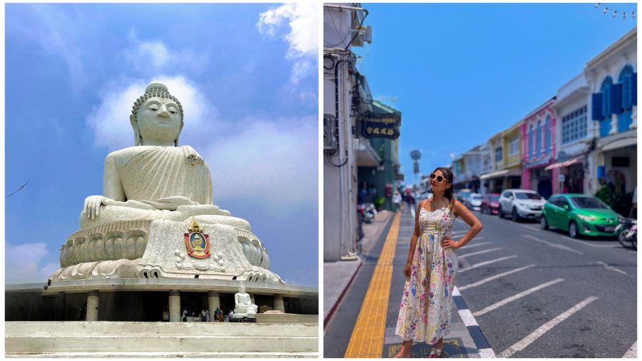 The serene Big Buddha overlooking Phuket, a symbol of peace and spirituality and the charming streets of Phuket Town, full of history and vibrant culture