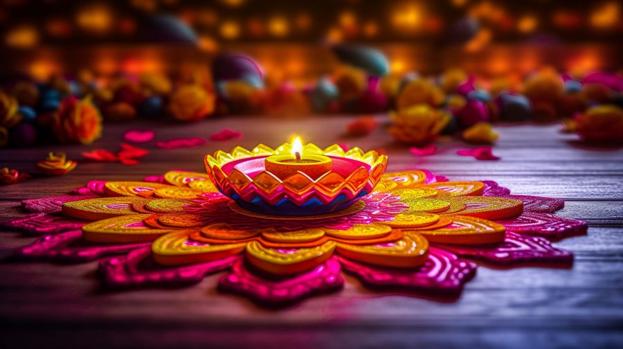 Diwali diva and rangoli