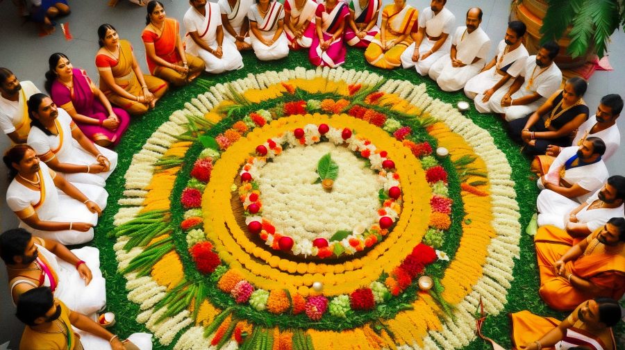 People sitting around in a circle for Pongal, one of the best festivals in India