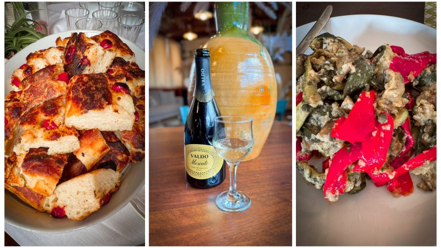 Moscato wine and foccacia