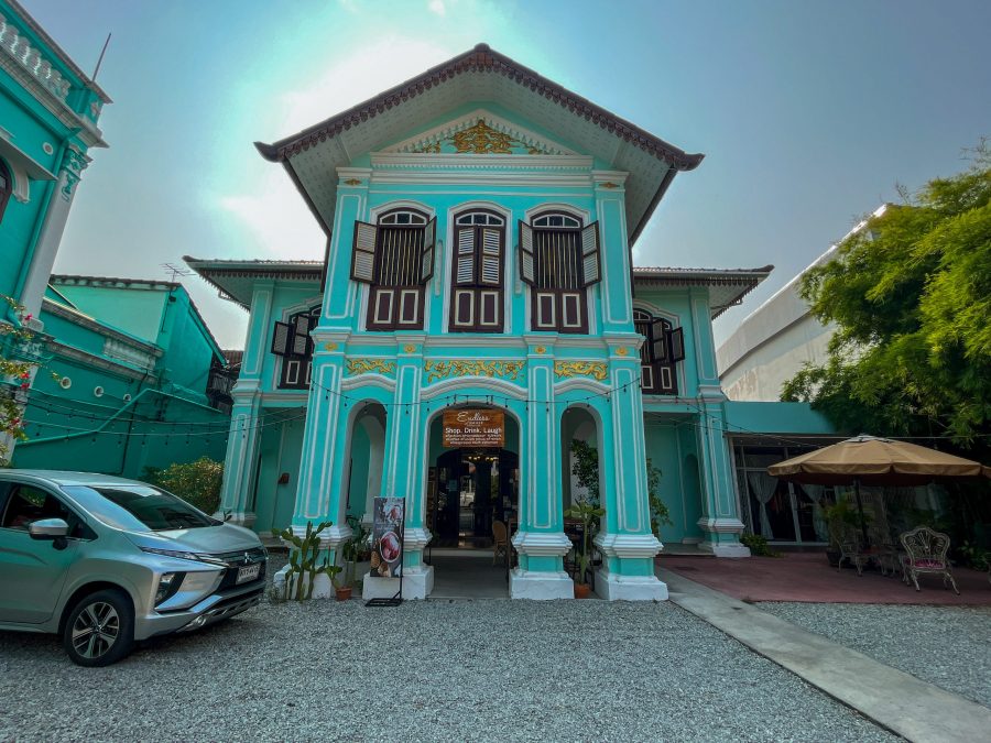 A pretty turquoise building in Old Phuket Town