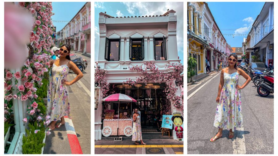 Me walking down colorful Soi Romanee during a day in Old Phuket Town, soaking up the vibrant street life and historic charm.