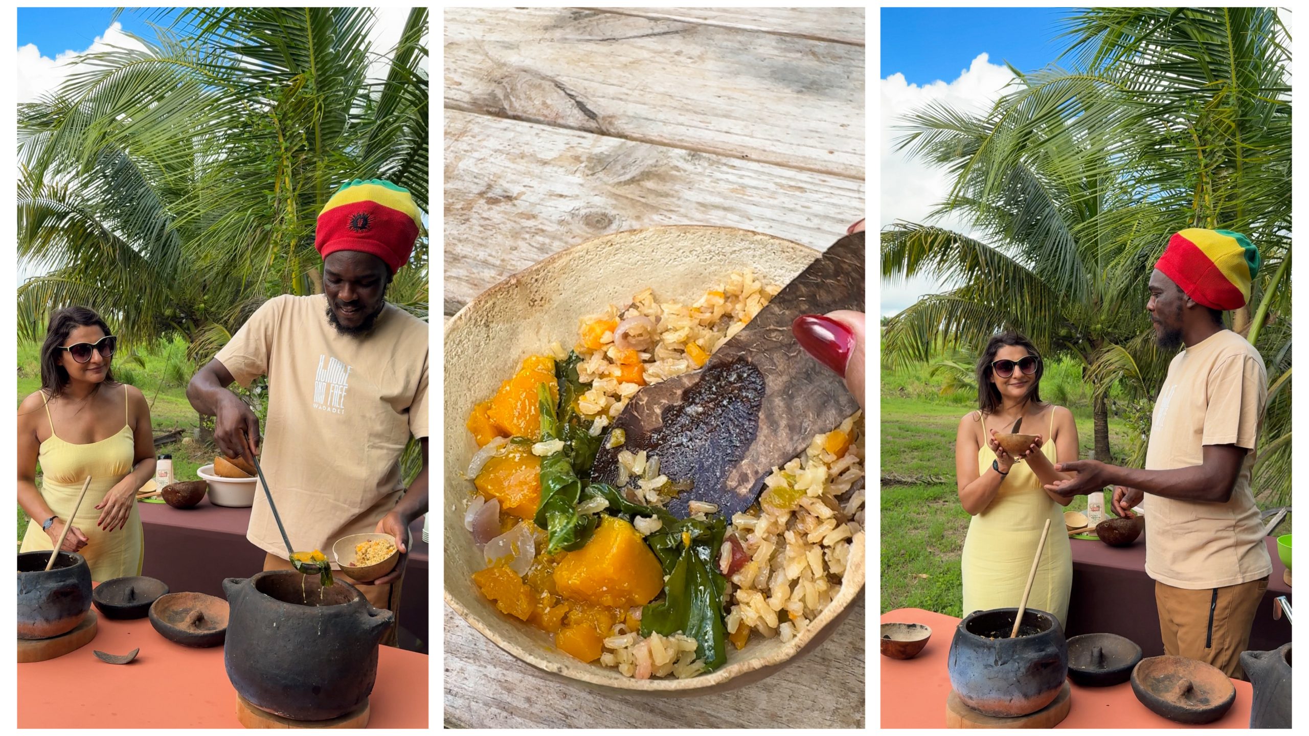 Dishing up rice and curry cooked in a Jabba Pot