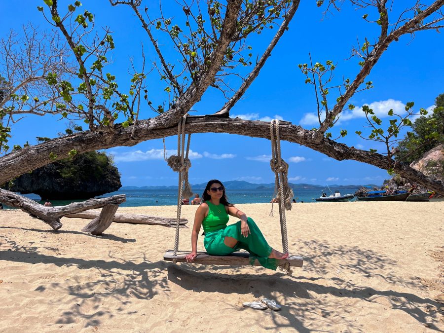 Me on a swing on the Four Island Tour
