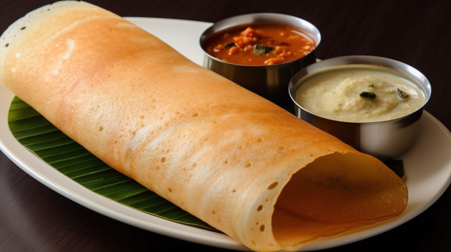 Crispy masala dosa filled with spiced potato from India food guide