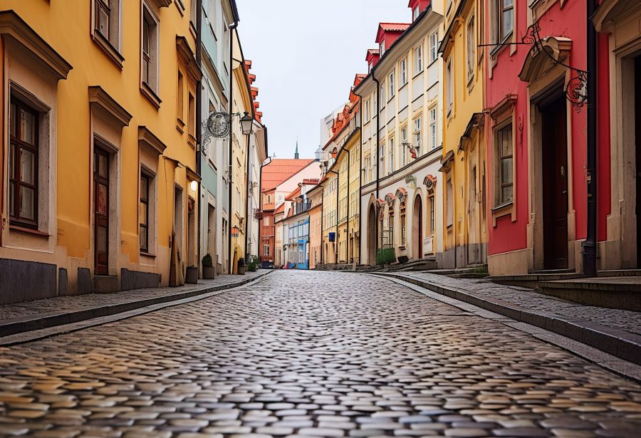 Cobblestone streets in Prague, perfect for exploring during a city break.