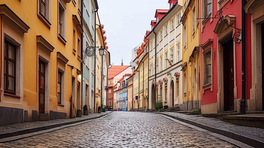 Cobblestone streets in Prague, perfect for exploring during a city break.
