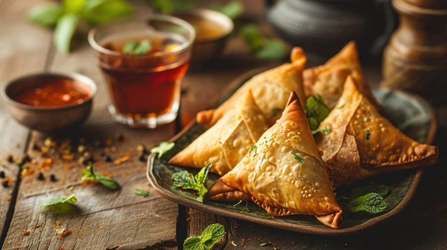 Crispy fried samosas filled with spiced potatoes from India food guide