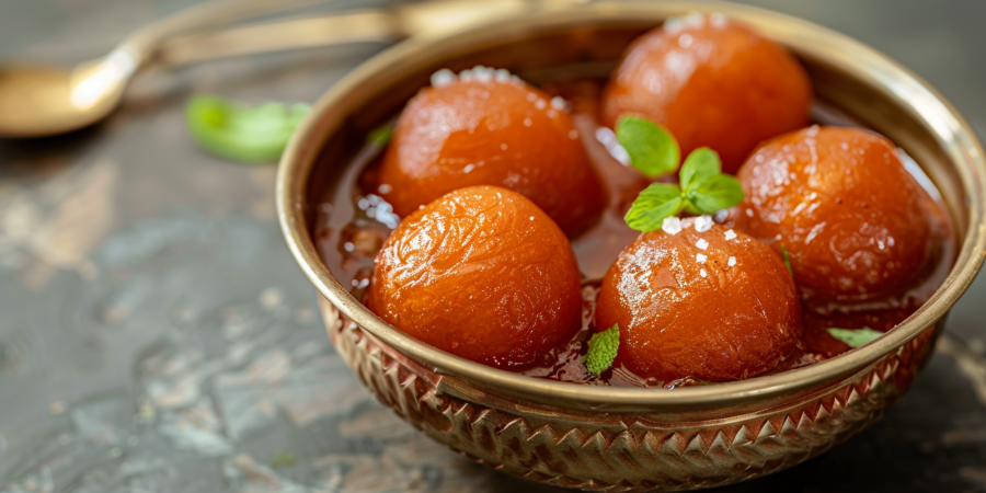 Soft and syrupy gulab jamun dessert featured in India food guide