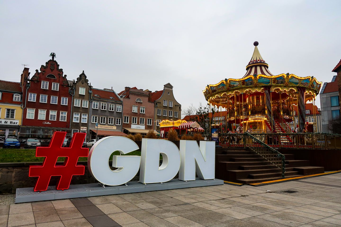 Gdansk sign and carousel