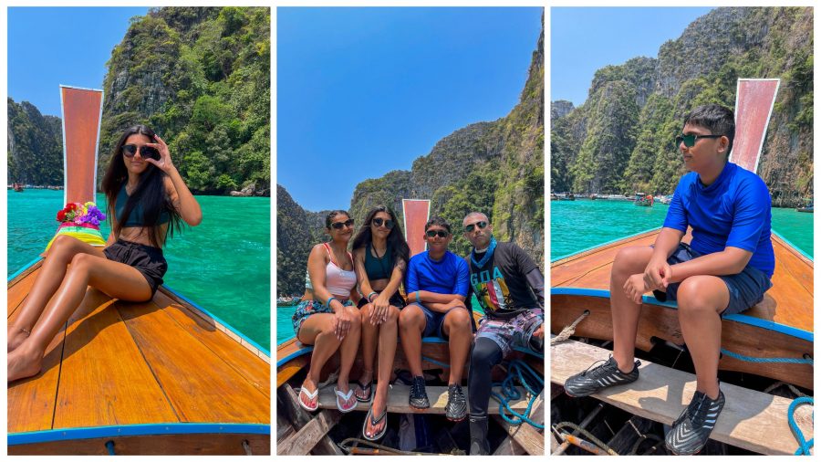 Family on a longtail boat in Thailand