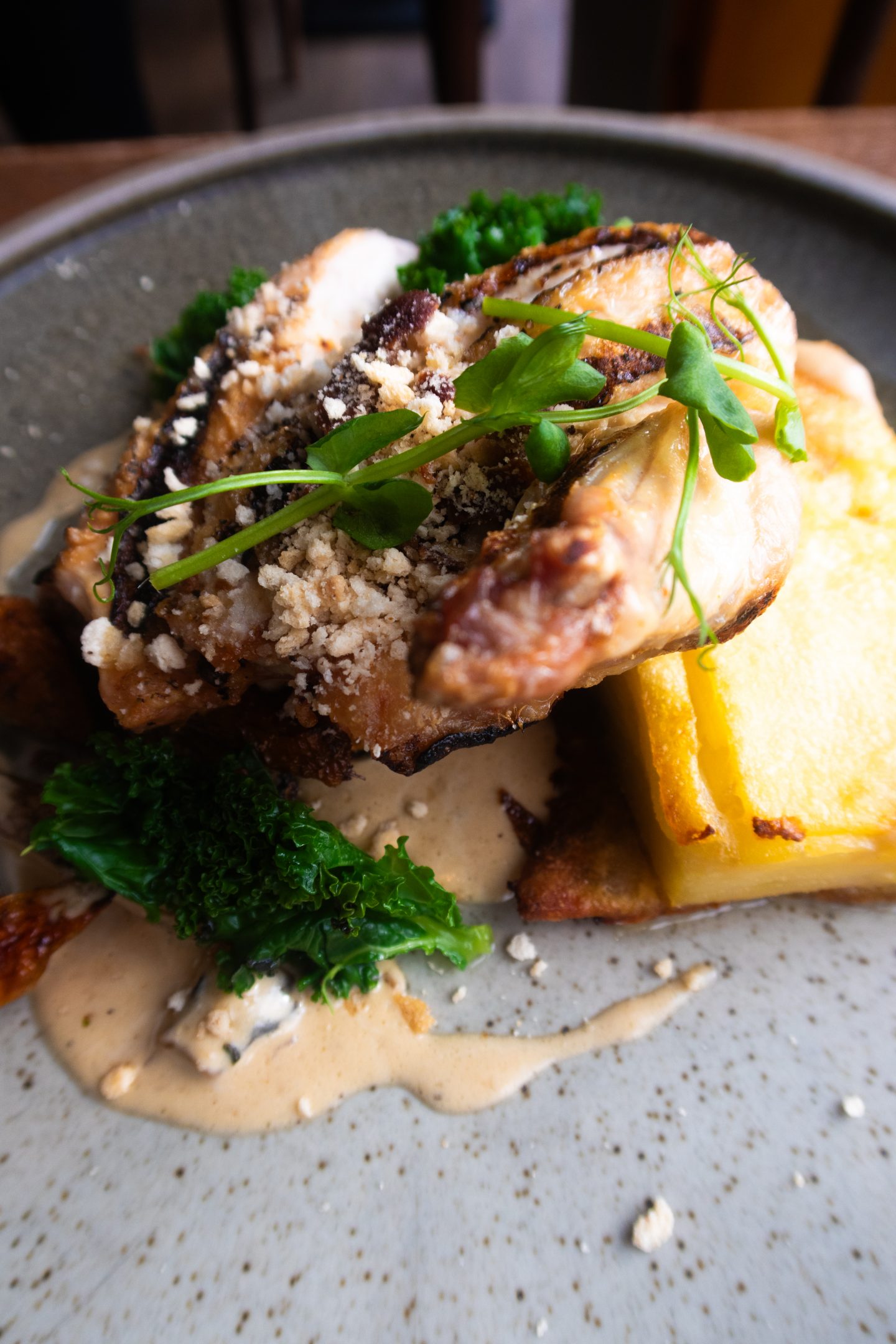 Chicken meal on a plate with potato at The Maynard Inn in the Hope Valley