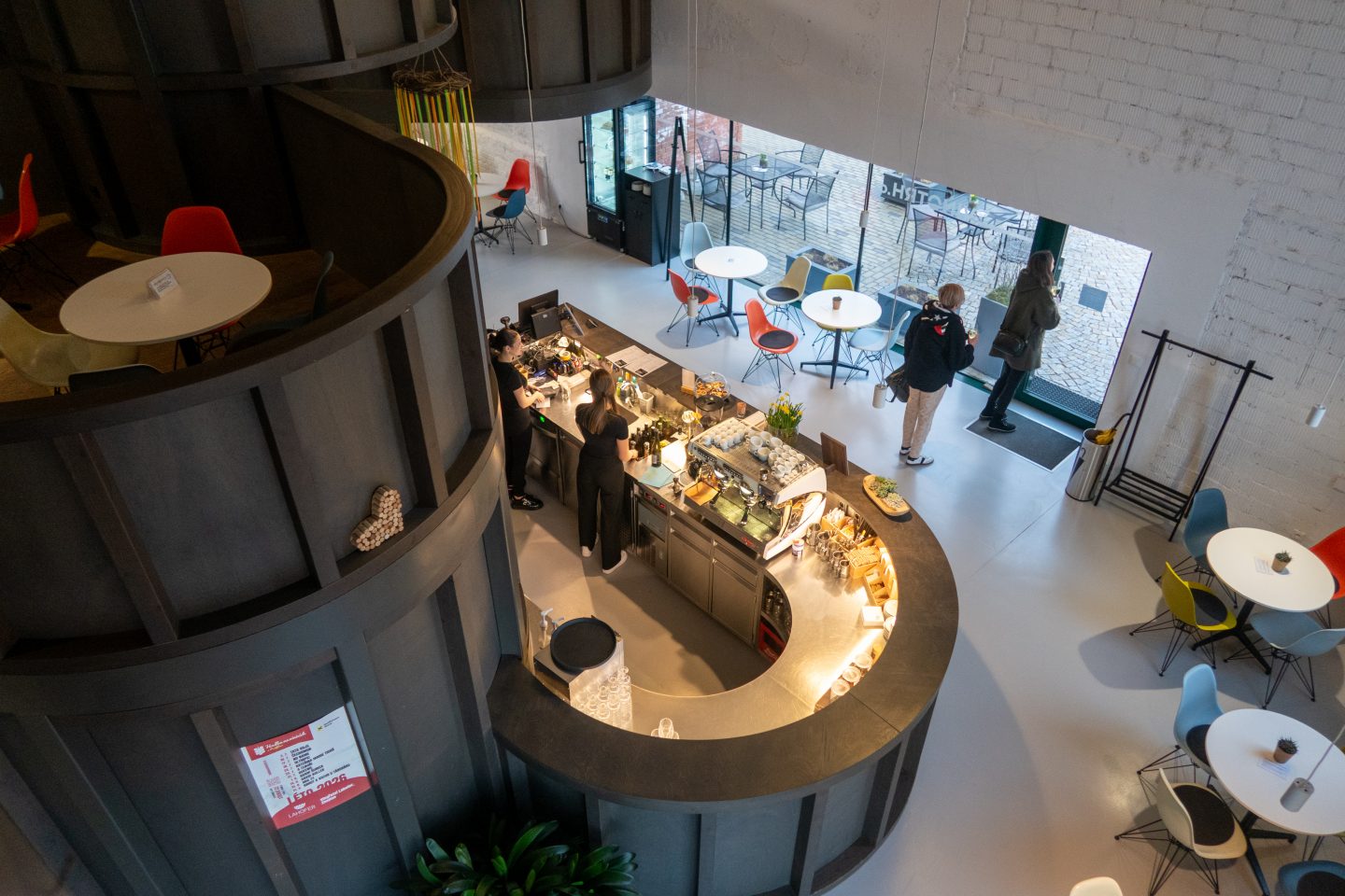 A view of the bar and seating area at Enoteka wine bar in Znojmo