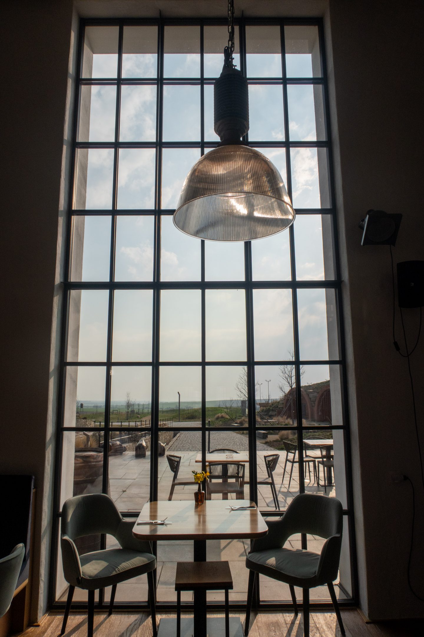 A view from the window of the Thaya Winery restaurant