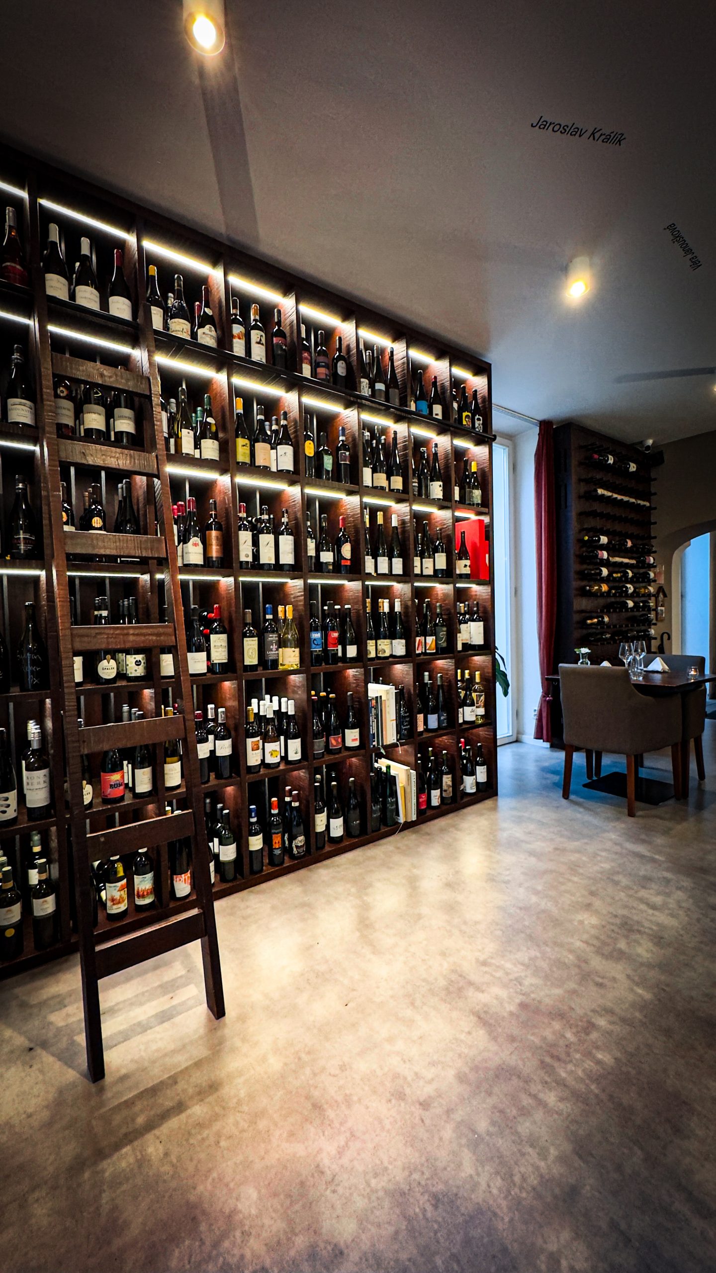 The wine selection at Kohout Na Vine restaurant