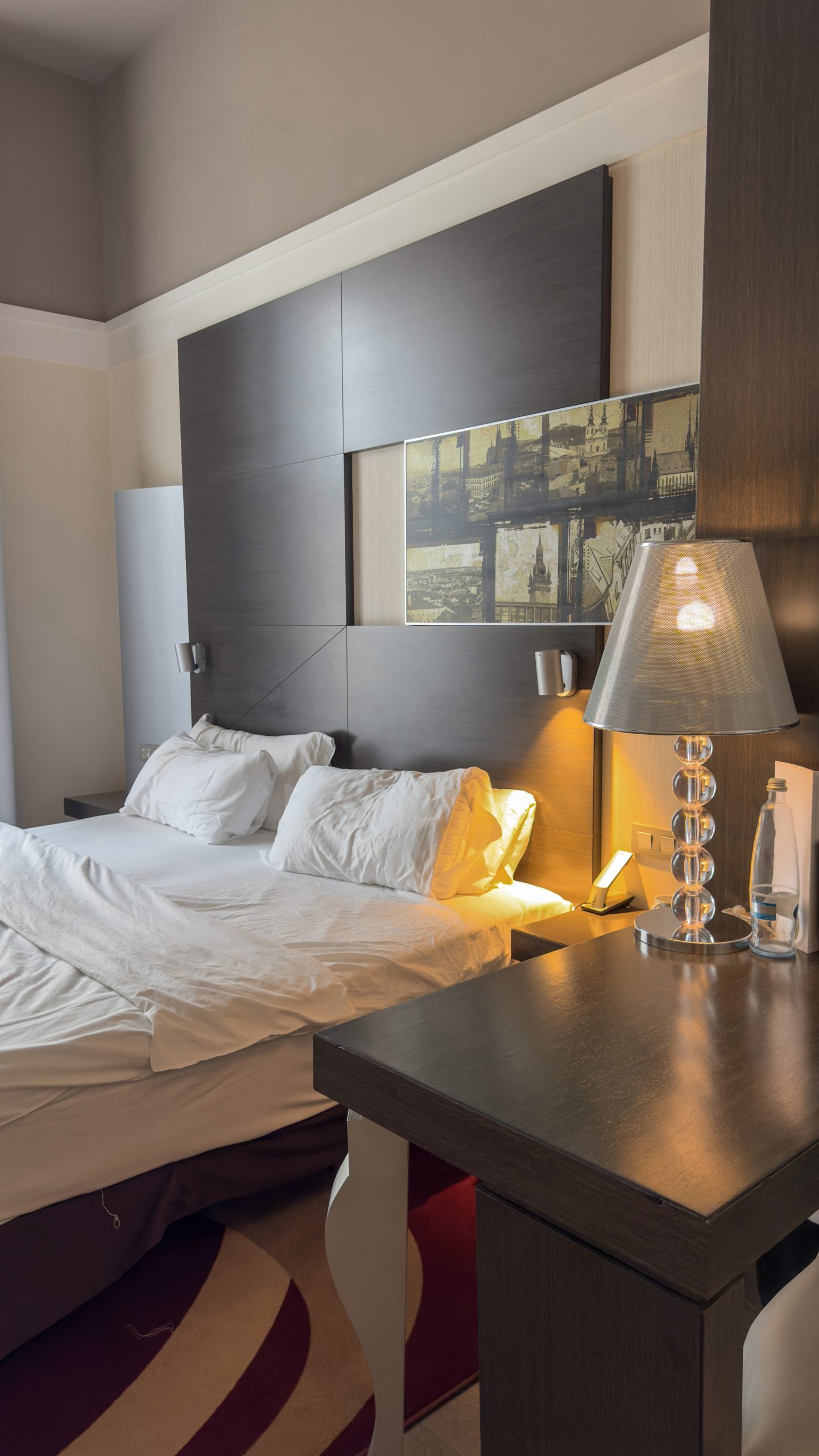 The bedroom at the Grand Palace Hotel in Brno